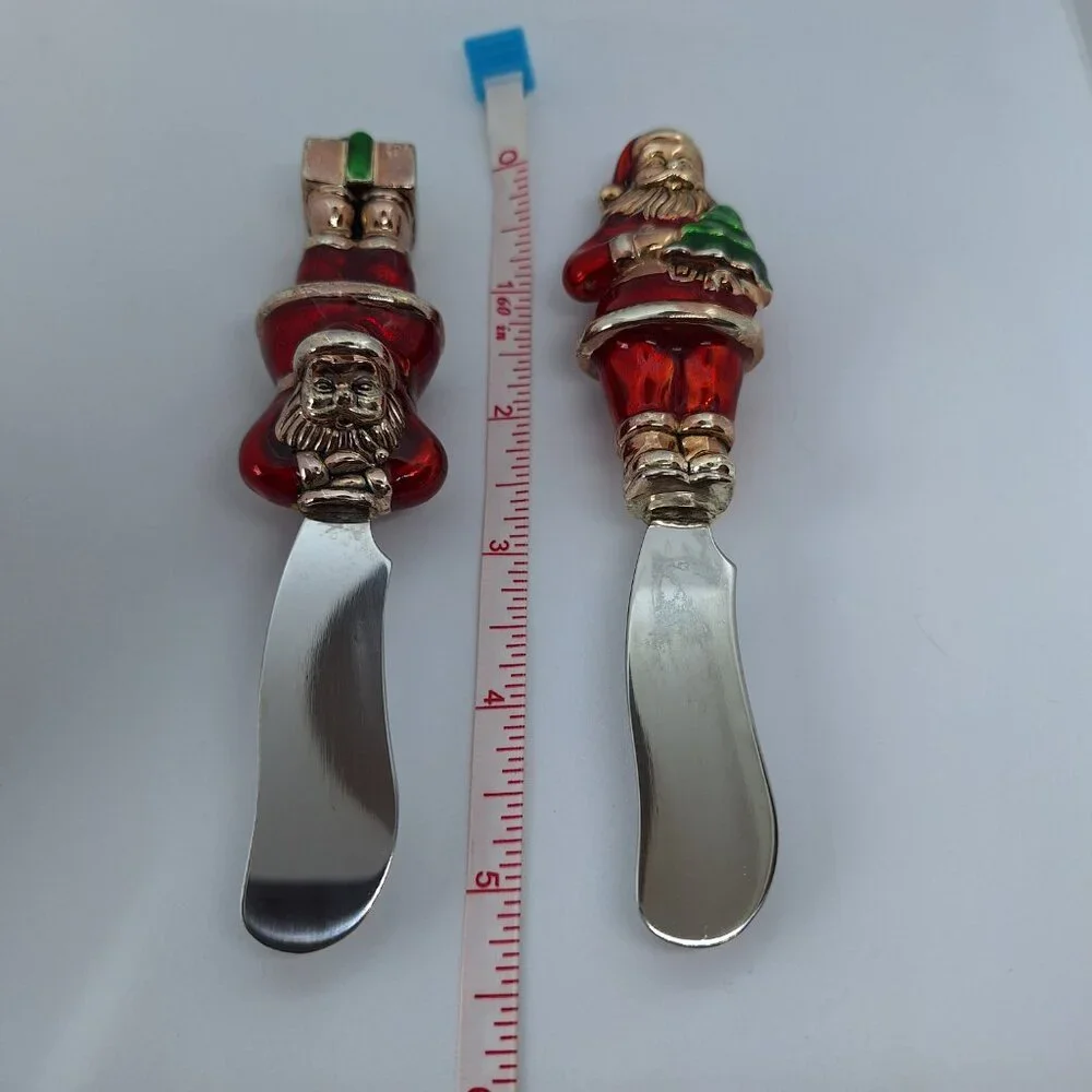 Set of 2 Towle Silversmiths Santa Clause Stainless Steel‎ Christmas Spreaders